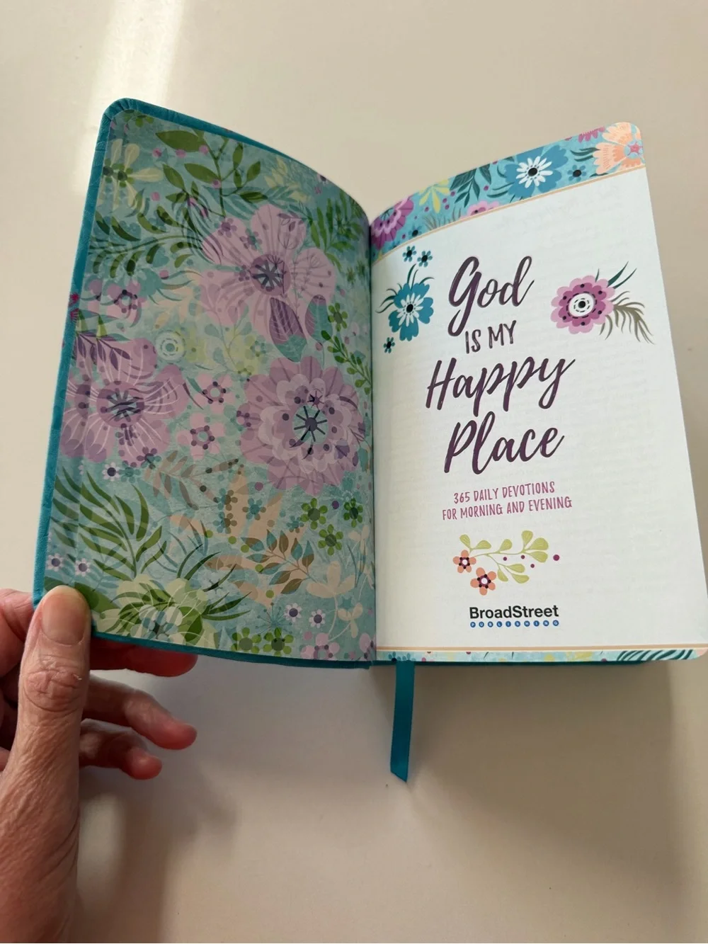 God Is My Happy Place - Teal Floral Devotional